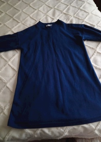 Düğmeli Mavi Kadın Sweatshirt - Görsel 3