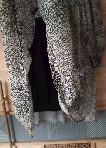 Gri Bohem Yılan Desenli Uzun Kollu Elbise - Görsel 6