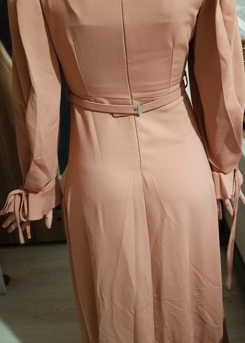 j Uzun Kollu Drapeli Kadın Elbise - Görsel 2