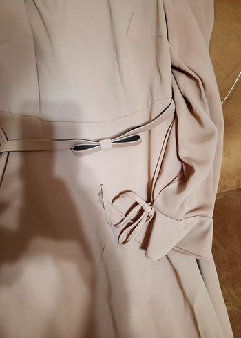 j Uzun Kollu Drapeli Kadın Elbise - Görsel 5