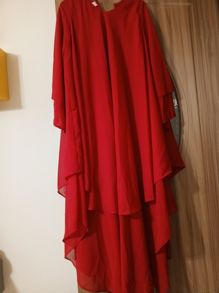 Koyu Kırmızı Uzun Bohem Kadın Elbise - Görsel 3