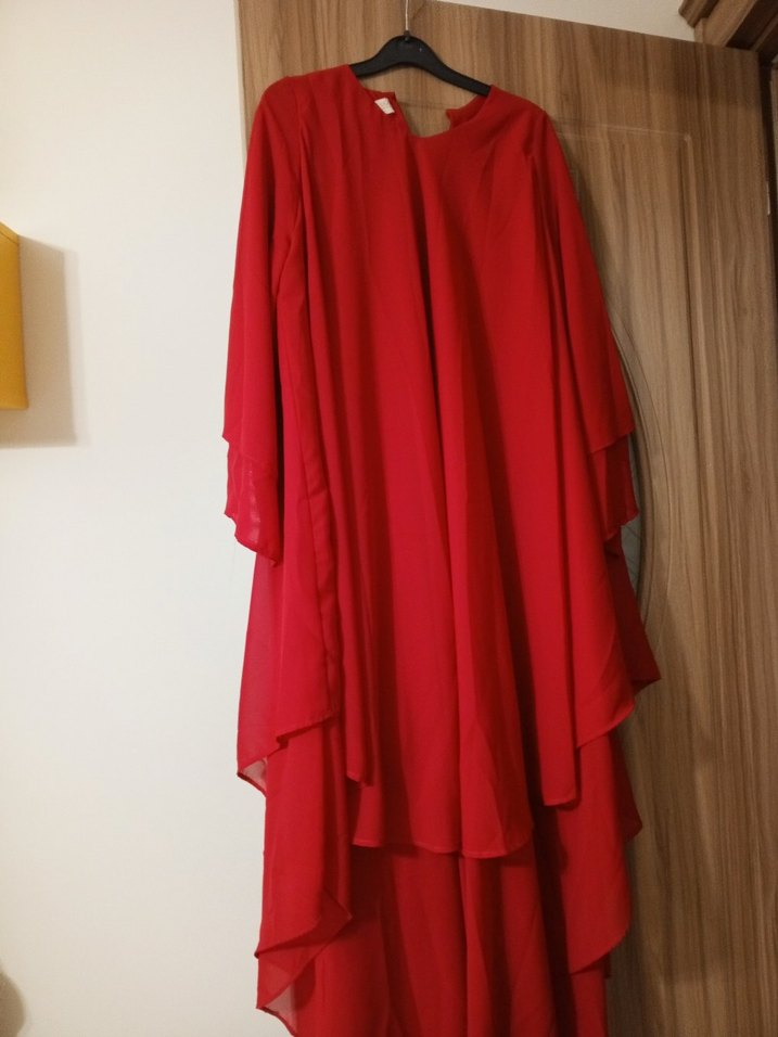 Koyu Kırmızı Uzun Bohem Kadın Elbise - Görsel 2