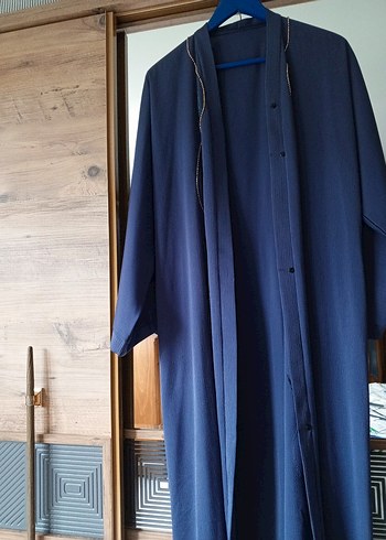 Mavi Nakışlı boncuk işlemeli abaya - Görsel 5