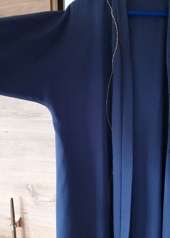 Mavi Nakışlı boncuk işlemeli abaya - Görsel 6