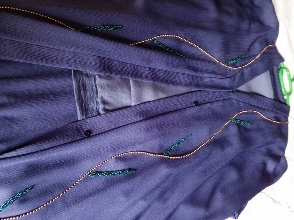 Mavi Nakışlı boncuk işlemeli abaya - Görsel 3