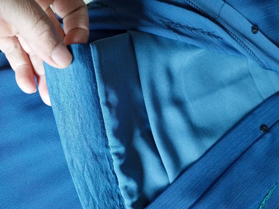 Mavi Nakışlı boncuk işlemeli abaya - Görsel 4