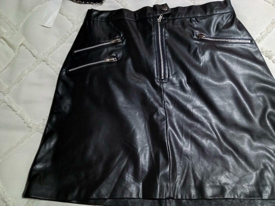 Fermuarlı Siyah Deri Mini Etek - Görsel 2