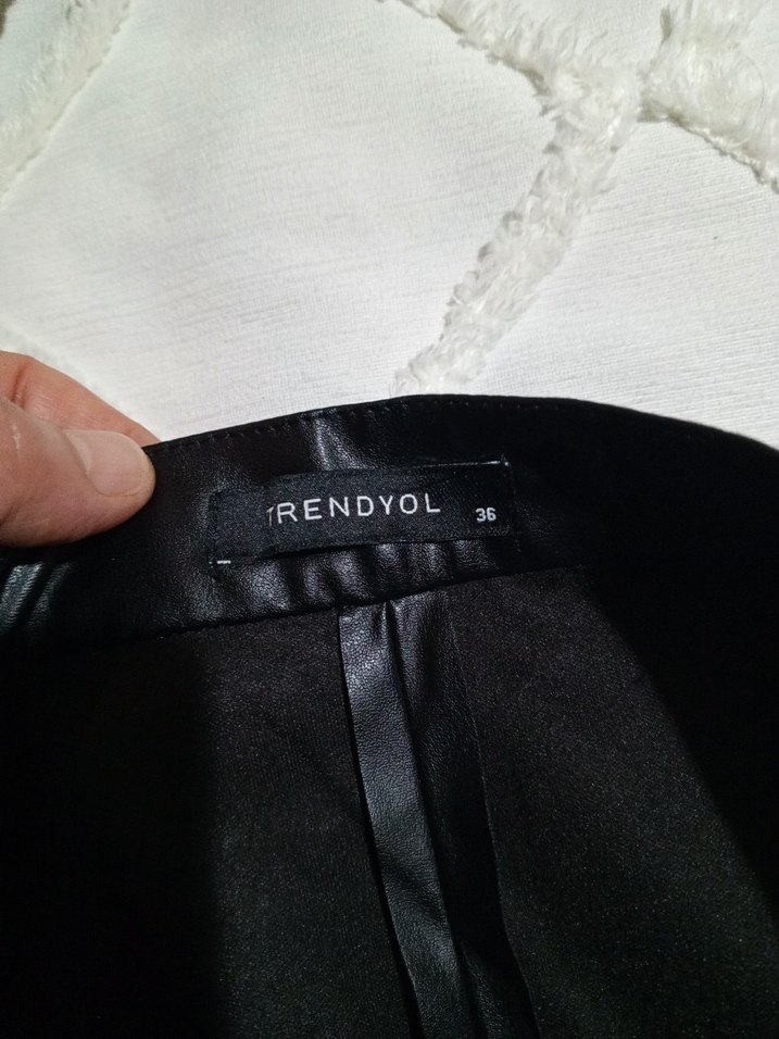 Fermuarlı Siyah Deri Mini Etek - Görsel 4