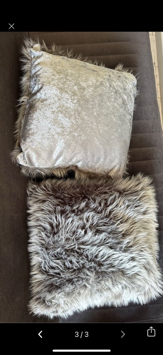 Gri Kürk Görünümlü Modern Dekoratif Yastık - Görsel 3