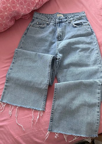 Mavi Bol Kesim Midi Denim Kadın Pantolon - Görsel 3