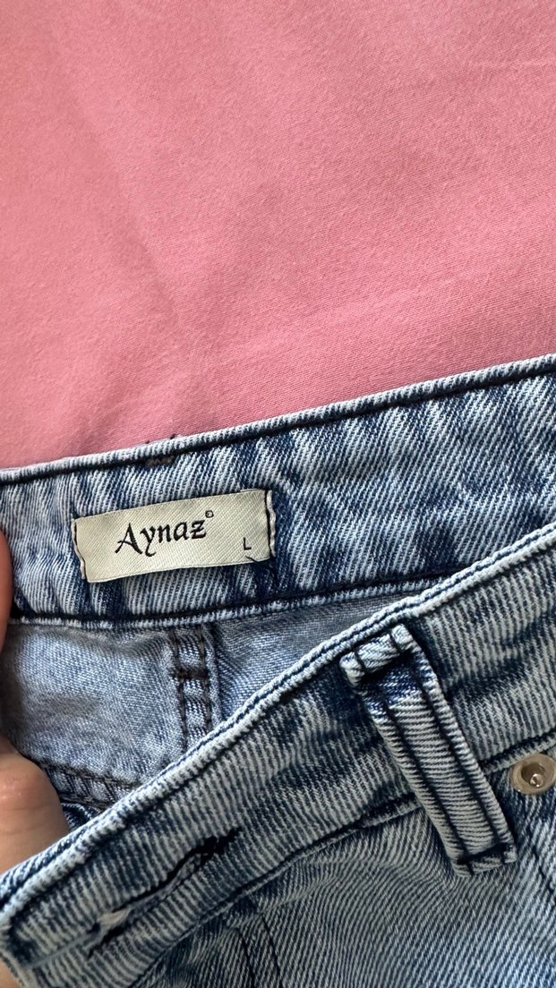 Mavi Bol Kesim Midi Denim Kadın Pantolon - Görsel 4