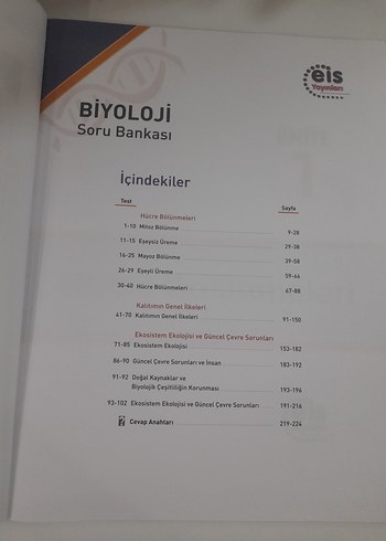  10. Sınıf Biyoloji Soru Bankası