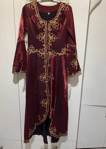 Bordo Nakışlı Uzun Kadın Hint Elbisesi