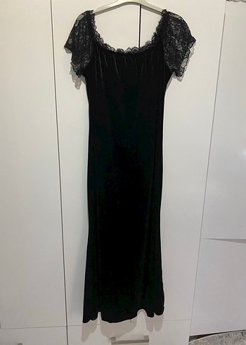 xxl Beden siyah Renk Siyah Gotik Uzun Drapeli Elbise