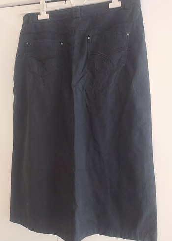 Siyah Midi Kot Etek - Görsel 3