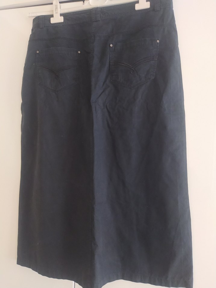 Siyah Midi Kot Etek - Görsel 3