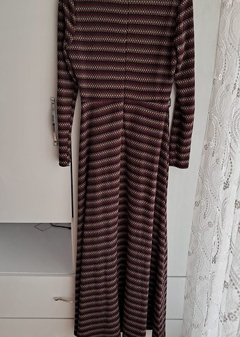 Bordo Uzun Kollu Uzun Elbise - Görsel 2