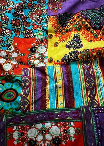 xl Beden Çok Renkli Bohem Kadın Kumaş Pantolon