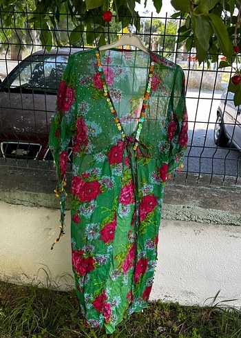 Uzun Yeşil Bohem Kadın Kimono