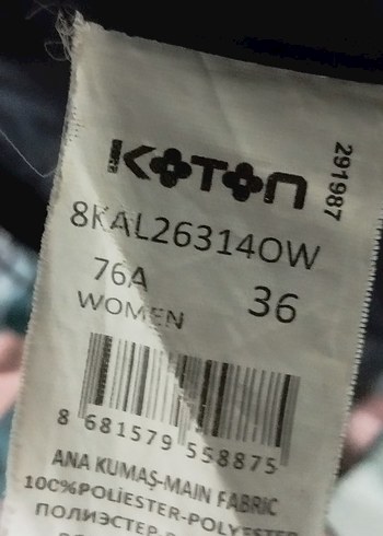 Koton Kahverengi Kamuflajlı Kadın Kışlık Mont