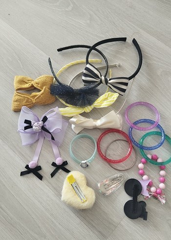 Renkli Nakışlı Elastik Saç Bantları ve Toka Seti - Görsel 2