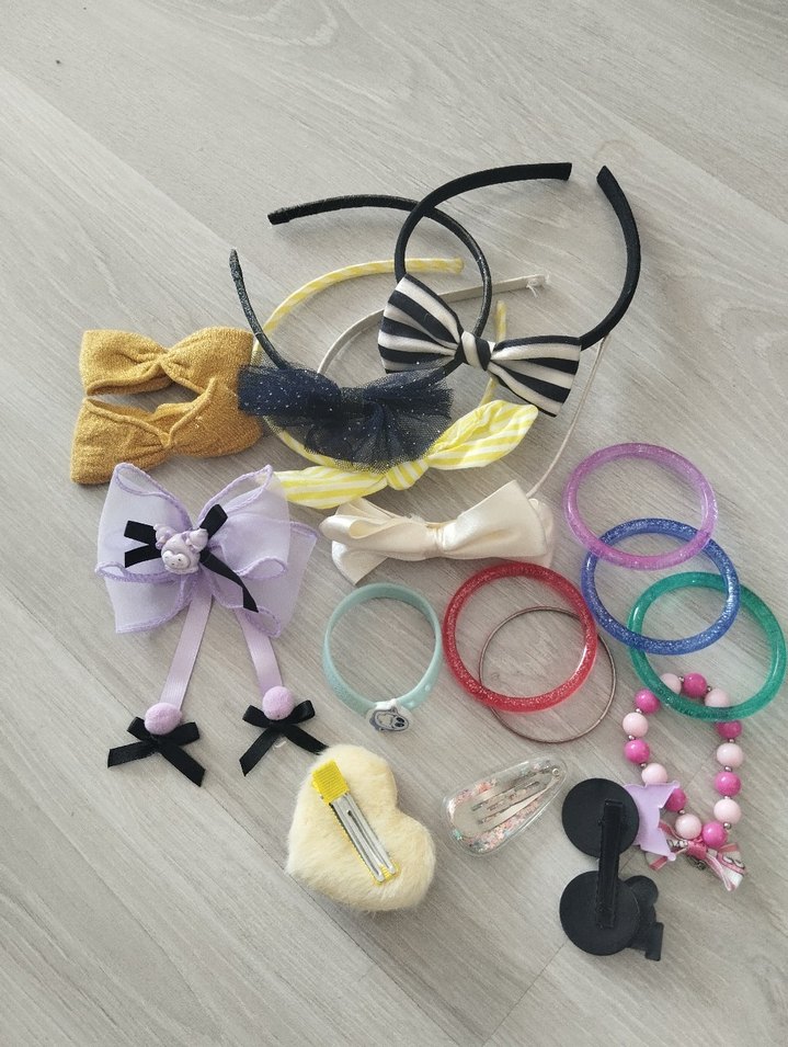 Renkli Nakışlı Elastik Saç Bantları ve Toka Seti - Görsel 2