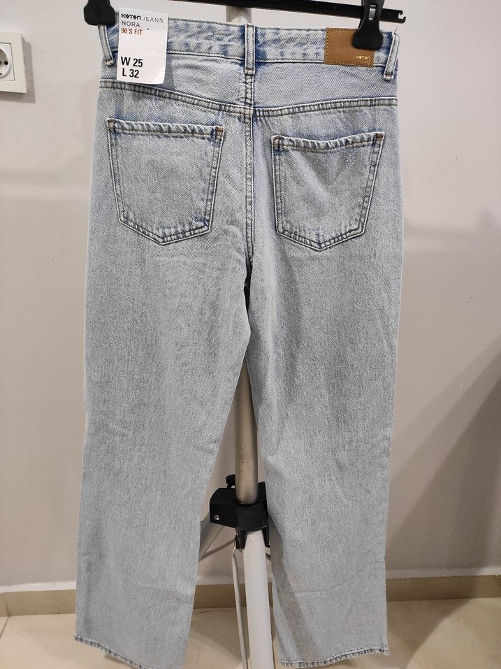 Kadın Mavi  Bol Kesim Midi Kot Pantolon - Görsel 2