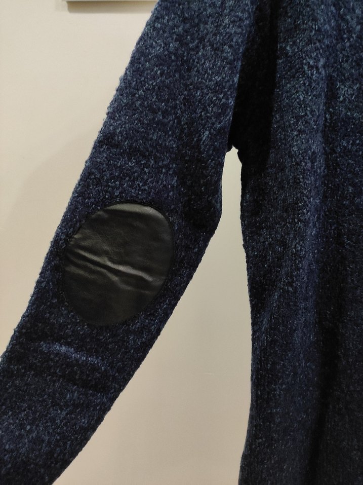 Düğmeli koyu mavi Erkek Yün Hırka - Görsel 3