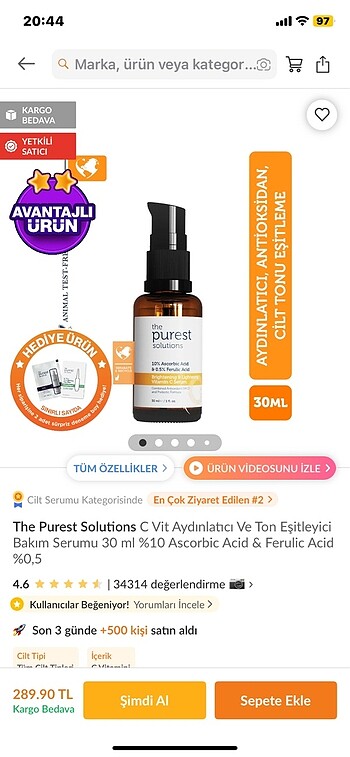 The purest solutions vitamin c serum