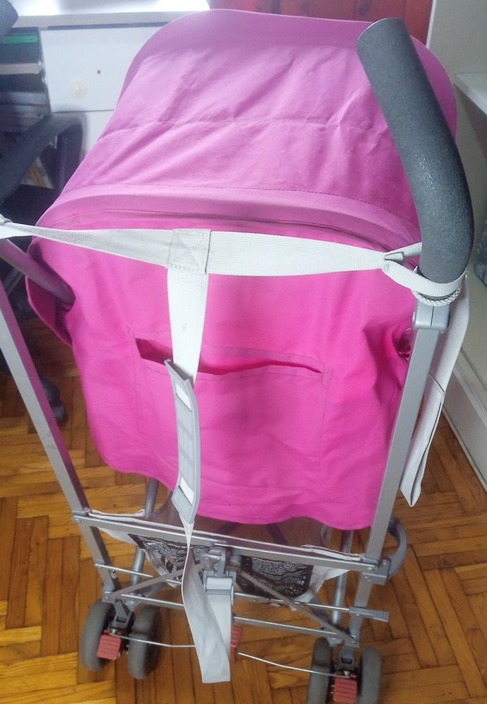 Pembe Maclaren Bebek Arabası Gri Detaylı - Görsel 3