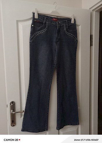 Kadın Gri Denim Kemerli Jean - Görsel 2