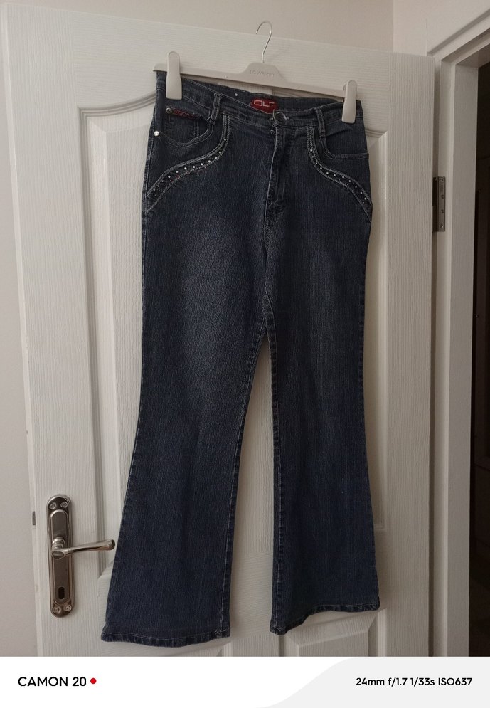 Kadın Gri Denim Kemerli Jean - Görsel 2