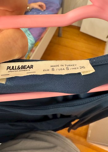 Drapeli Uzun Kollu Mavi Kadın Elbise - Görsel 3