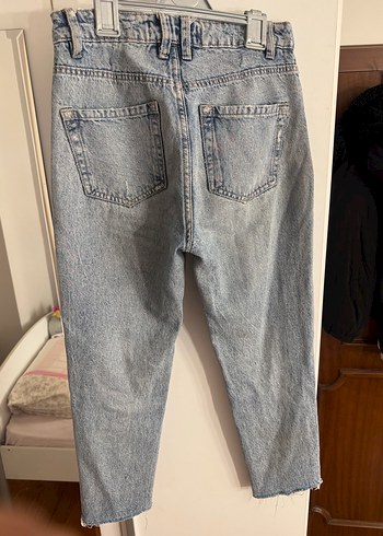 Düğmeli buz mavisi stradivarius mom fit jean - Görsel 2