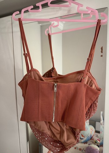 Bershka Pembe Taşlı Askılı Top - Görsel 2