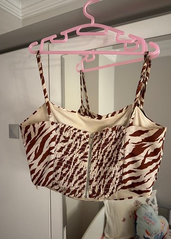 Bershka Zebra Desenli Askılı Korse Top - Görsel 2