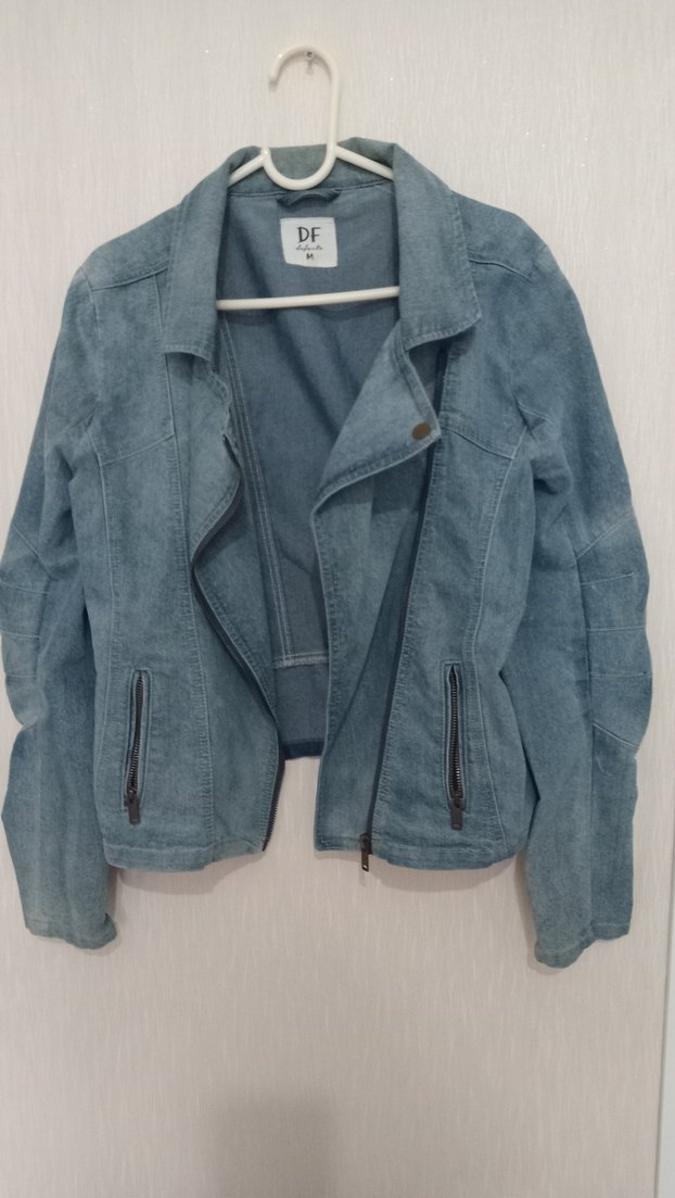 Gri Denim Fermuarlı Kadın Ceket - Görsel 2