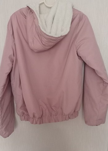 Pembe Kapüşonlu Kısa Kadın Ceket - Görsel 5