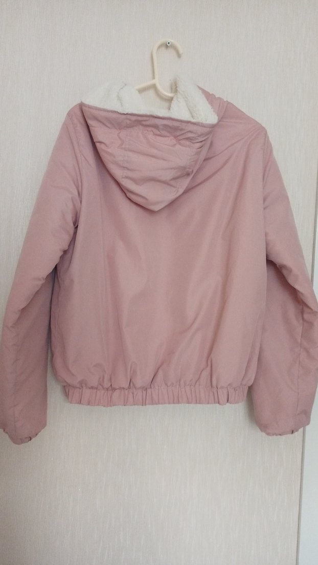 Pembe Kapüşonlu Kısa Kadın Ceket - Görsel 2