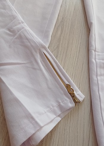 Beyaz Midi  Kadın Pantolon - Görsel 4