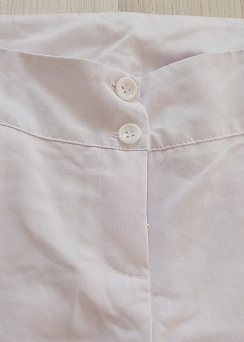 Beyaz Midi  Kadın Pantolon - Görsel 3