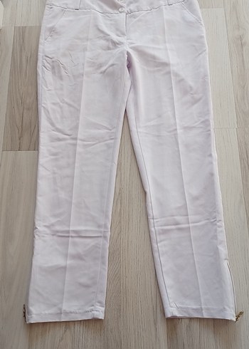 Beyaz Midi  Kadın Pantolon - Görsel 5
