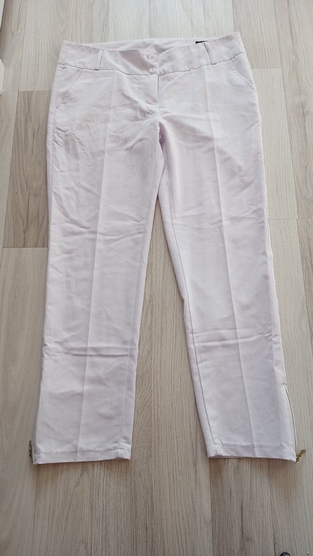 Beyaz Midi  Kadın Pantolon - Görsel 5