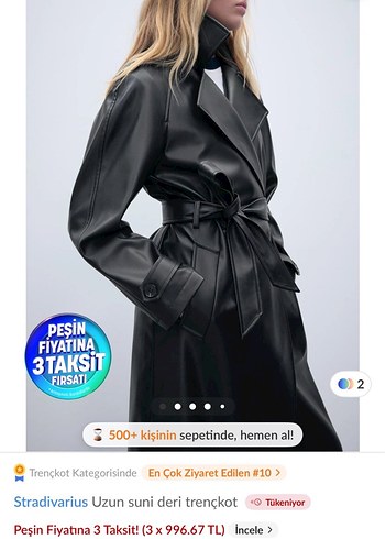 Stradivarius Deri Trençkot - Görsel 2