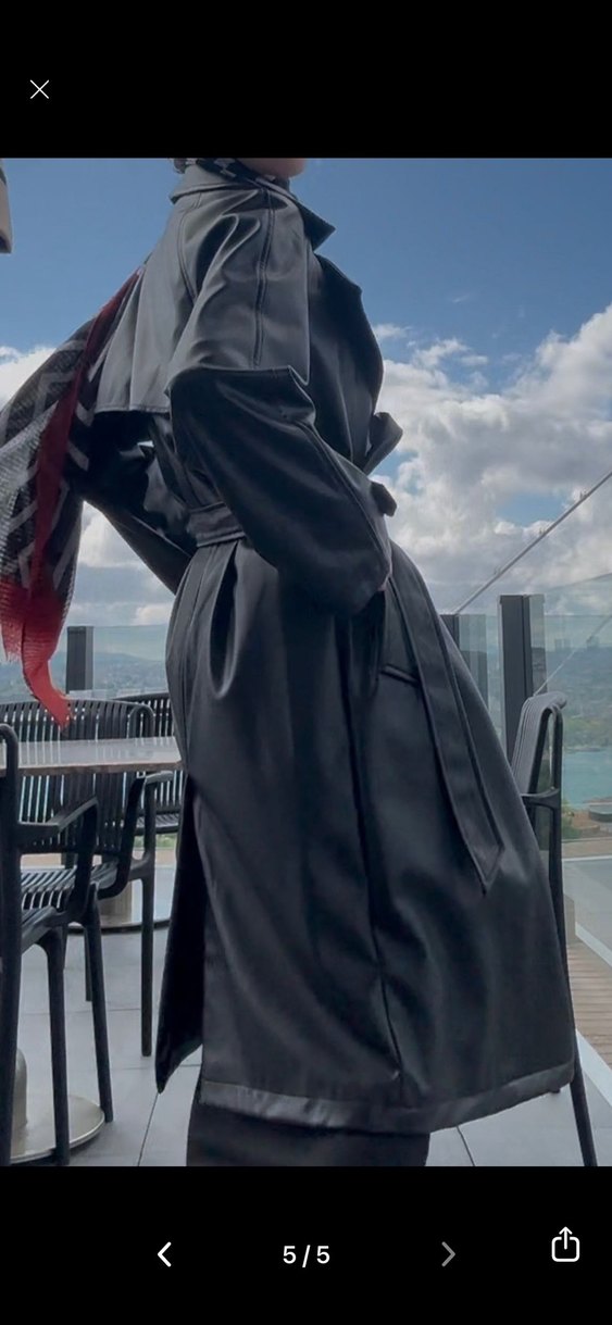 Stradivarius Deri Trençkot - Görsel 4