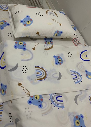 Baskılı Gri Ayıcık Desenli Bebek Nevresim Seti - Görsel 7