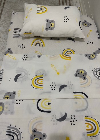 Baskılı Gri Ayıcık Desenli Bebek Nevresim Seti - Görsel 2