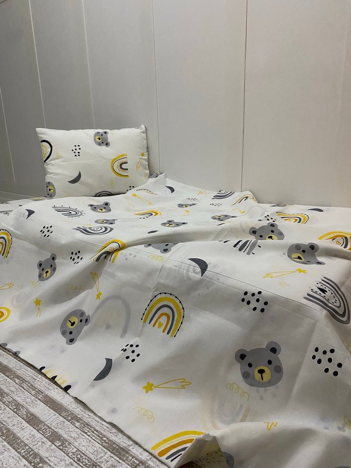 Baskılı Gri Ayıcık Desenli Bebek Nevresim Seti - Görsel 3