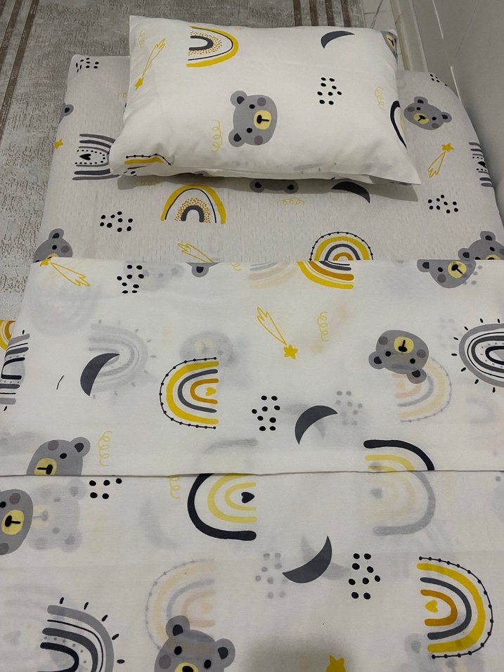 Baskılı Gri Ayıcık Desenli Bebek Nevresim Seti - Görsel 2