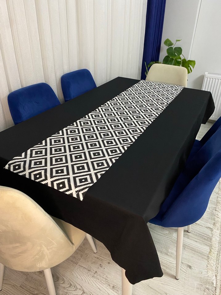 Siyah Kareli Modern Masa Örtüsü - Görsel 2